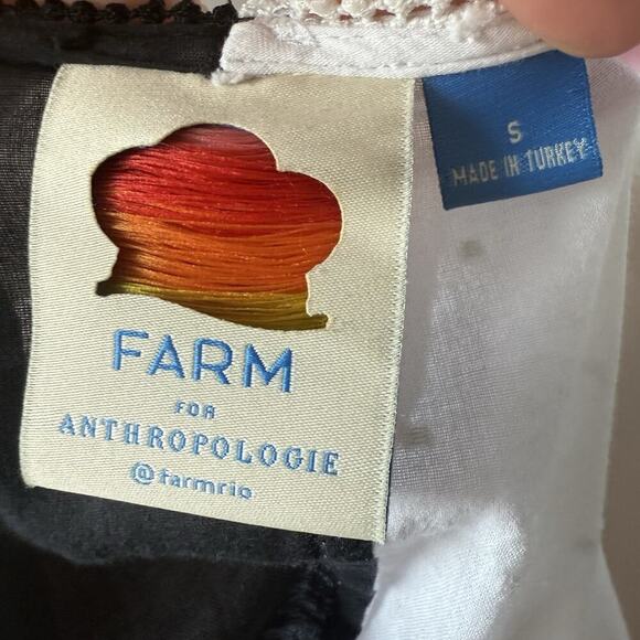 FARM RIO Anthropologie Wrap Top Swiss Dot Puff Sleeve Colorblock Cotton Size S - Picture 7 of 8